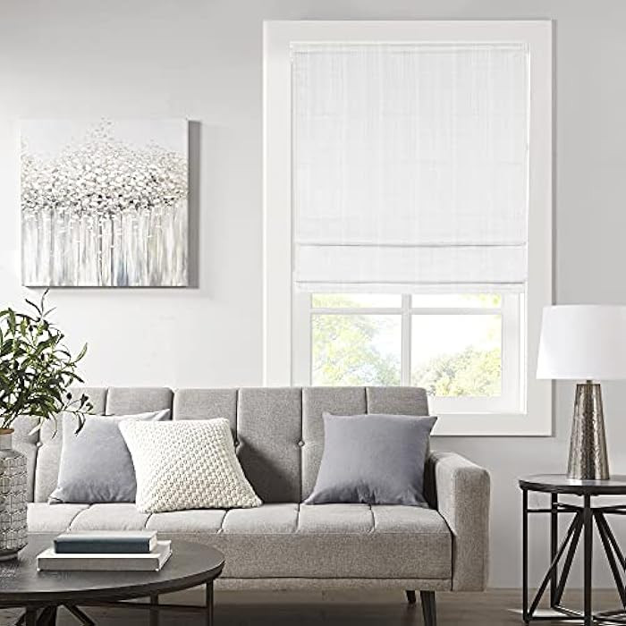 Madison Park Galen Cordless Roman Shades - Fabric Privacy Single Panel Darkening, Energy Efficien... | Amazon (US)