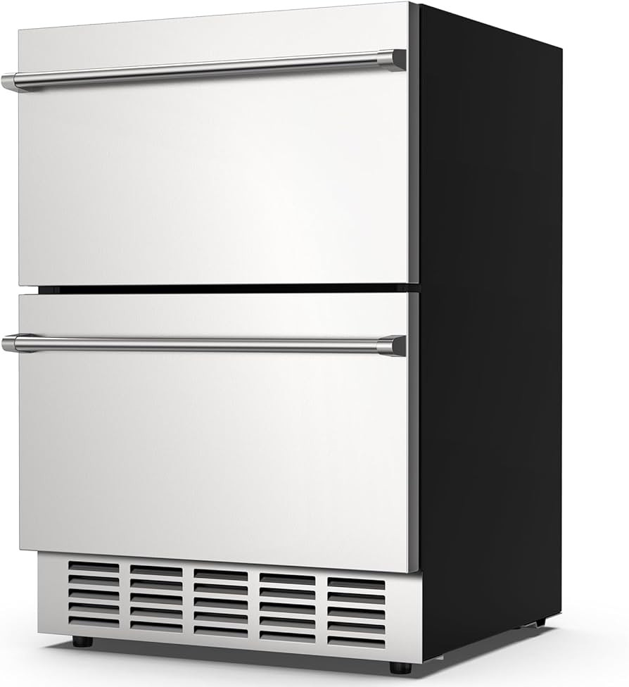 24 Inch Under Counter Double Drawer Fridge,Two Drawer Refrigerator Indoor Beverage Refrigerator, ... | Amazon (US)