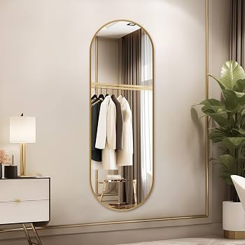 Niccy 65"×22" Oval Full Length Mirror, Long Oval Mirror with Unique Metal Frame Large Explosion-... | Amazon (US)