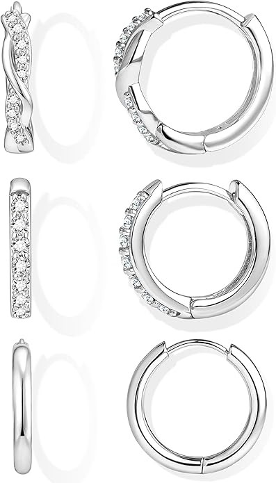 Inerney 14K Gold Plated Huggie Hoop Earrings for Women, Small Sterling Silver Earring Set Hypoall... | Amazon (US)