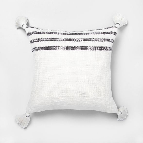 Stripe Throw Pillow Sour Cream / Railroad Gray - Hearth & Hand™ with Magnolia | Target