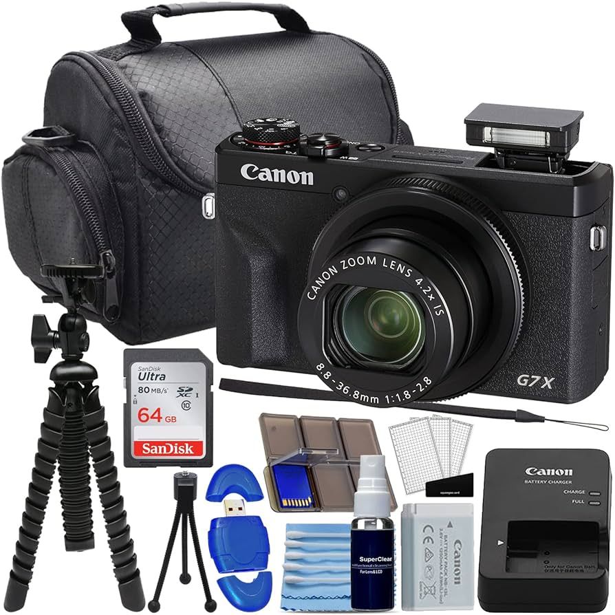 Canon PowerShot G7 X Mark III Digital Camera (Black) Bundle with SanDisk 64GB Memory Card, 12" Fl... | Amazon (US)