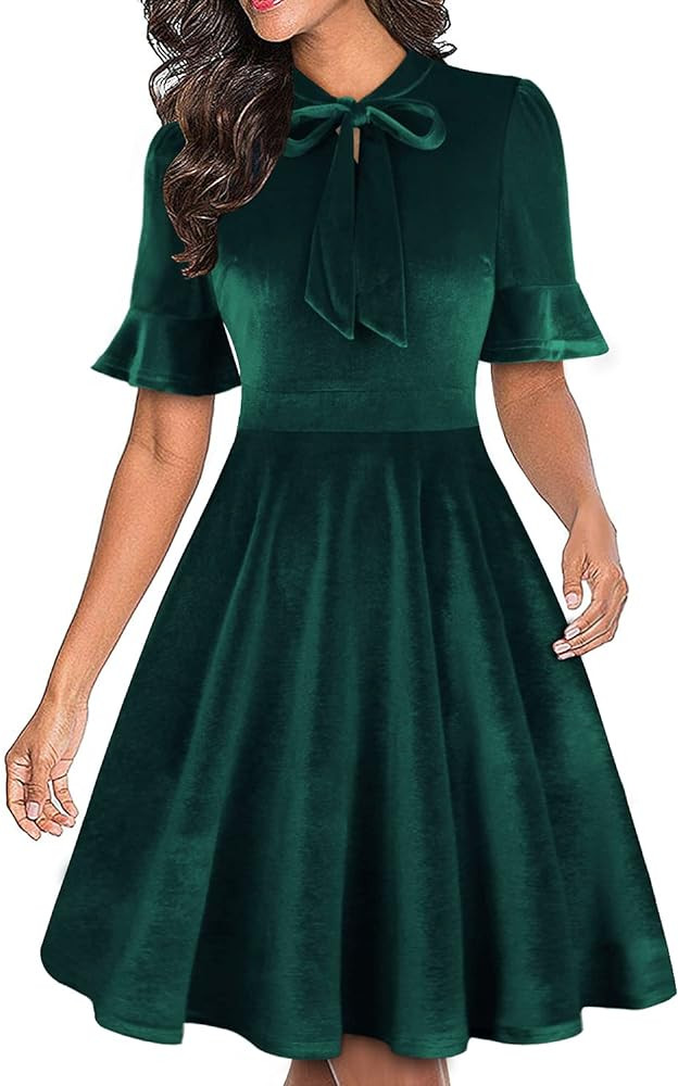 Women Summer Floral Ruffle Sleeve Wear to Work Church Wedding Guest Party Dresses | Amazon (US)