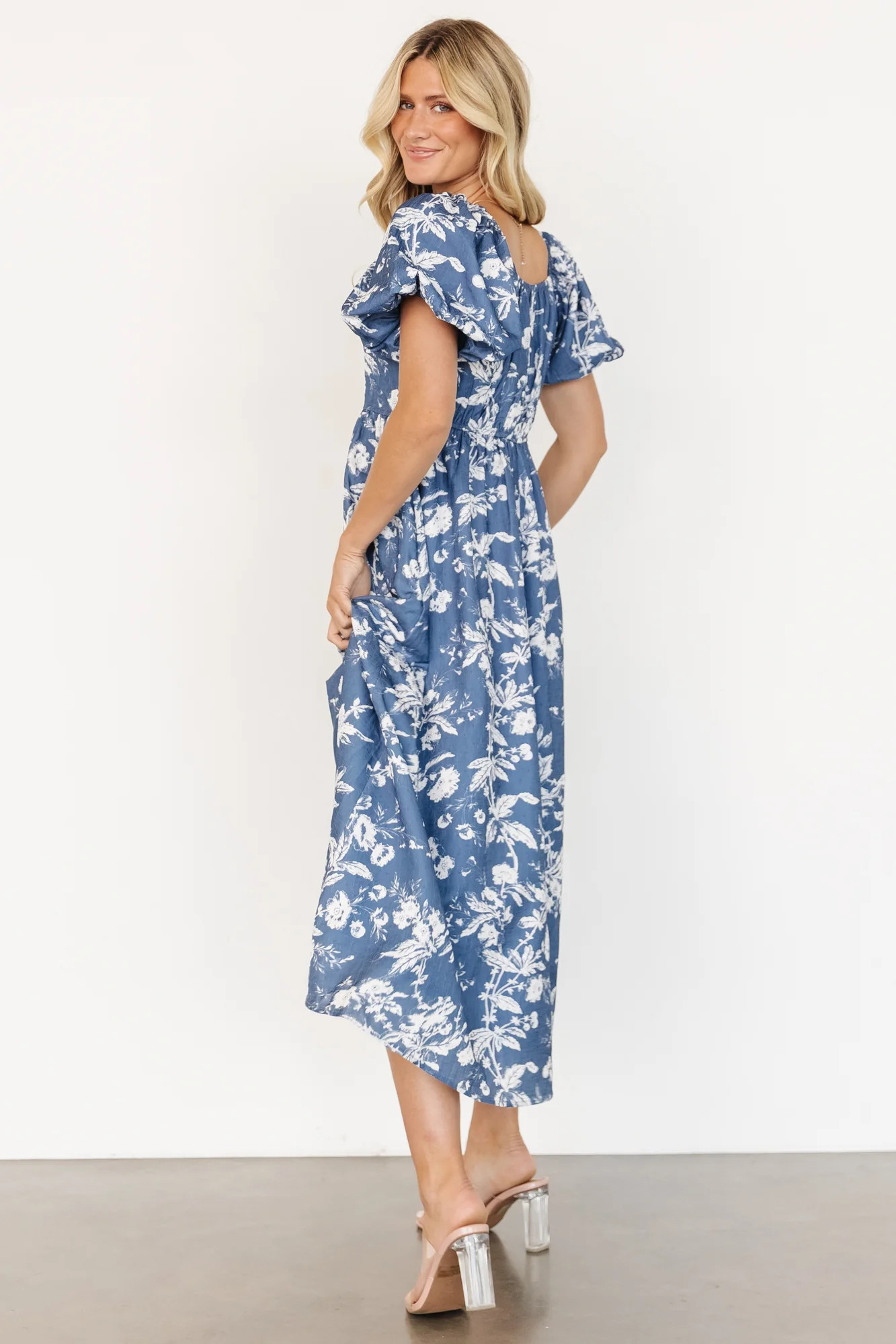 Graceland Maxi Dress | Slate + White Floral | Baltic Born