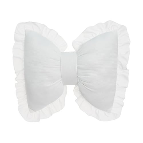 JENPECH Bow Pillow for Couch, White Bow Pillow Throw Pillow Ruffle Lace Bow Pillows Decorative, Cute Bow Shaped Pillows for Sofa Couch Bed Living Room Bedroom White | Amazon (US)