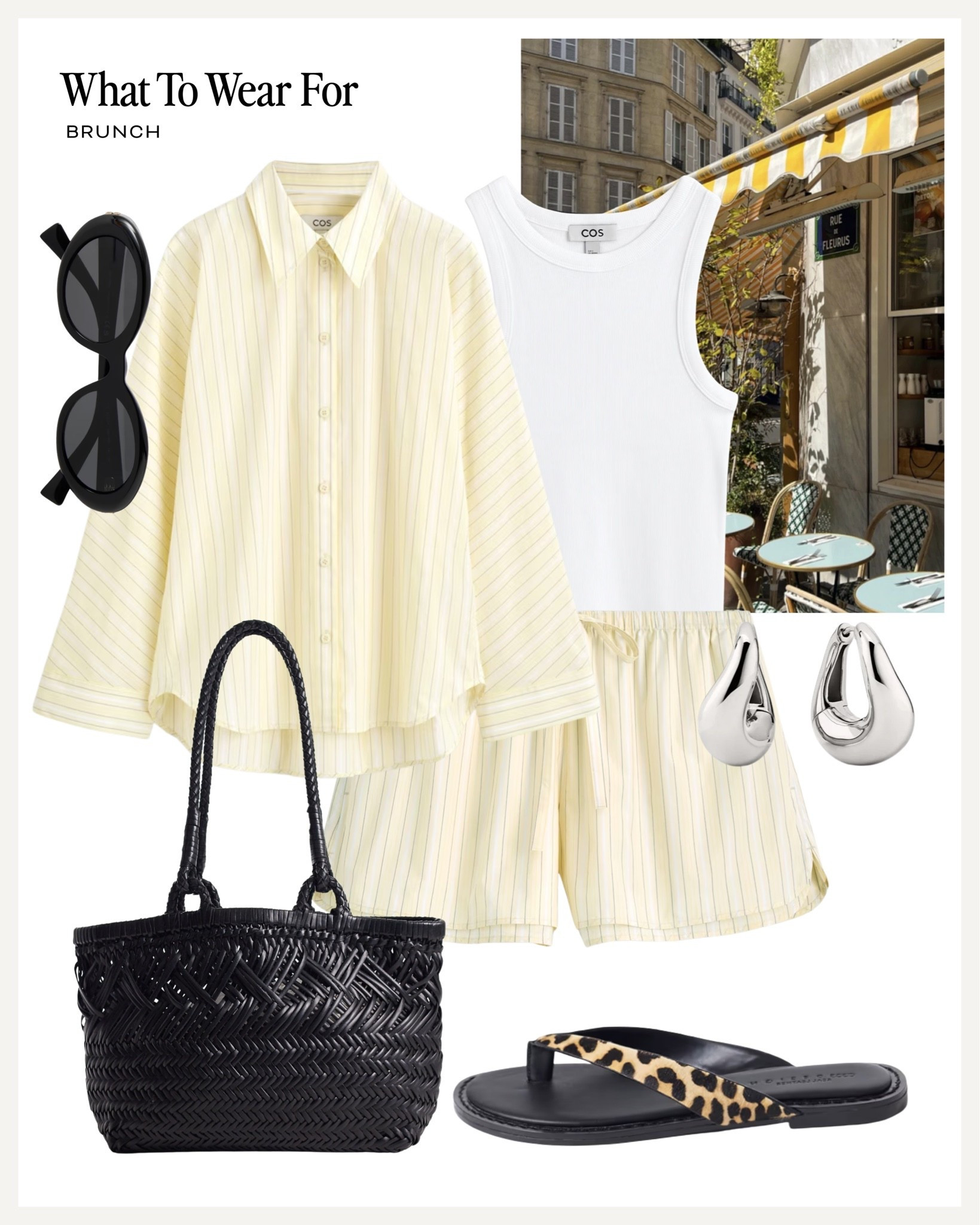 Brunch in the sunshine ☀️ 

Yellow co-ord, heatwave outfit, matching set, shorts, black bag, leopard print sandals

#LTKsummer