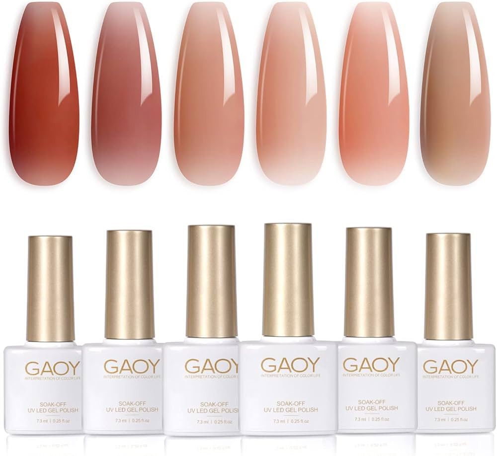 GAOY Icy Jelly Gel Nail Polish Set of 6 Colors Including Red Pink Nude Gel Polish Kit UV LED Soak... | Amazon (US)
