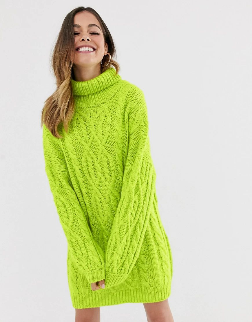 Moon River lime cable knit jumper dress-Green | ASOS (Global)