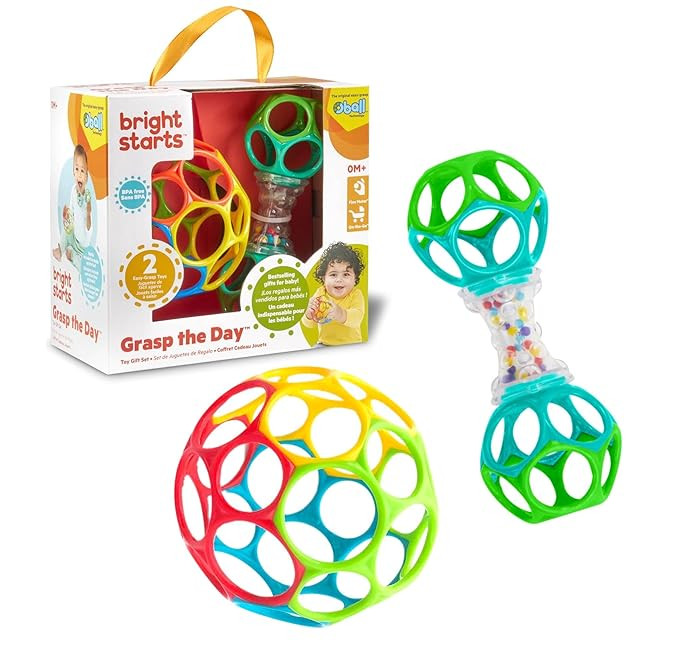 Bright Starts Easy-Grasp Oball Bundle Gift Set - Grasp The Day, Ball and Rattle Toys 2-Pack, BPA ... | Amazon (US)