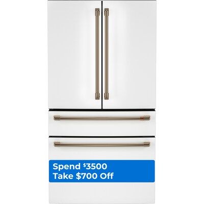 Cafe 28.7-cu ft 4-Door Smart French Door Refrigerator with Ice Maker and Water dispenser (Matte W... | Lowe's