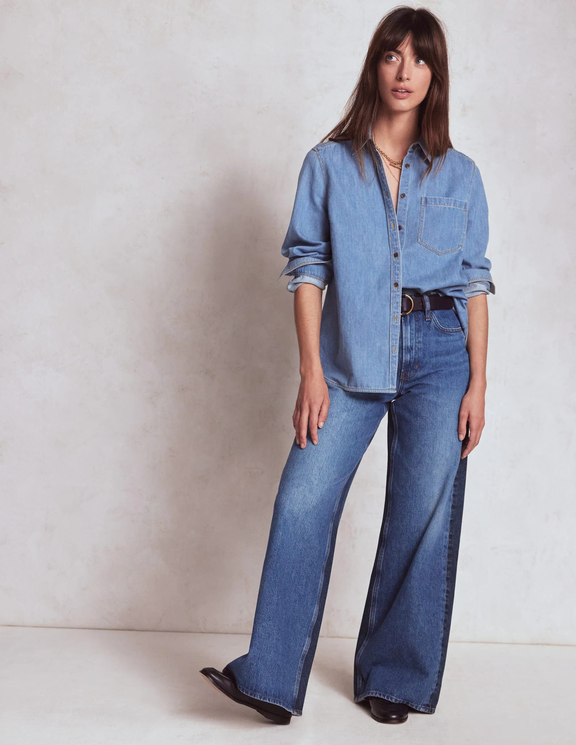 High Rise Wide Leg Jeans-Blue Stripe | Boden (US)