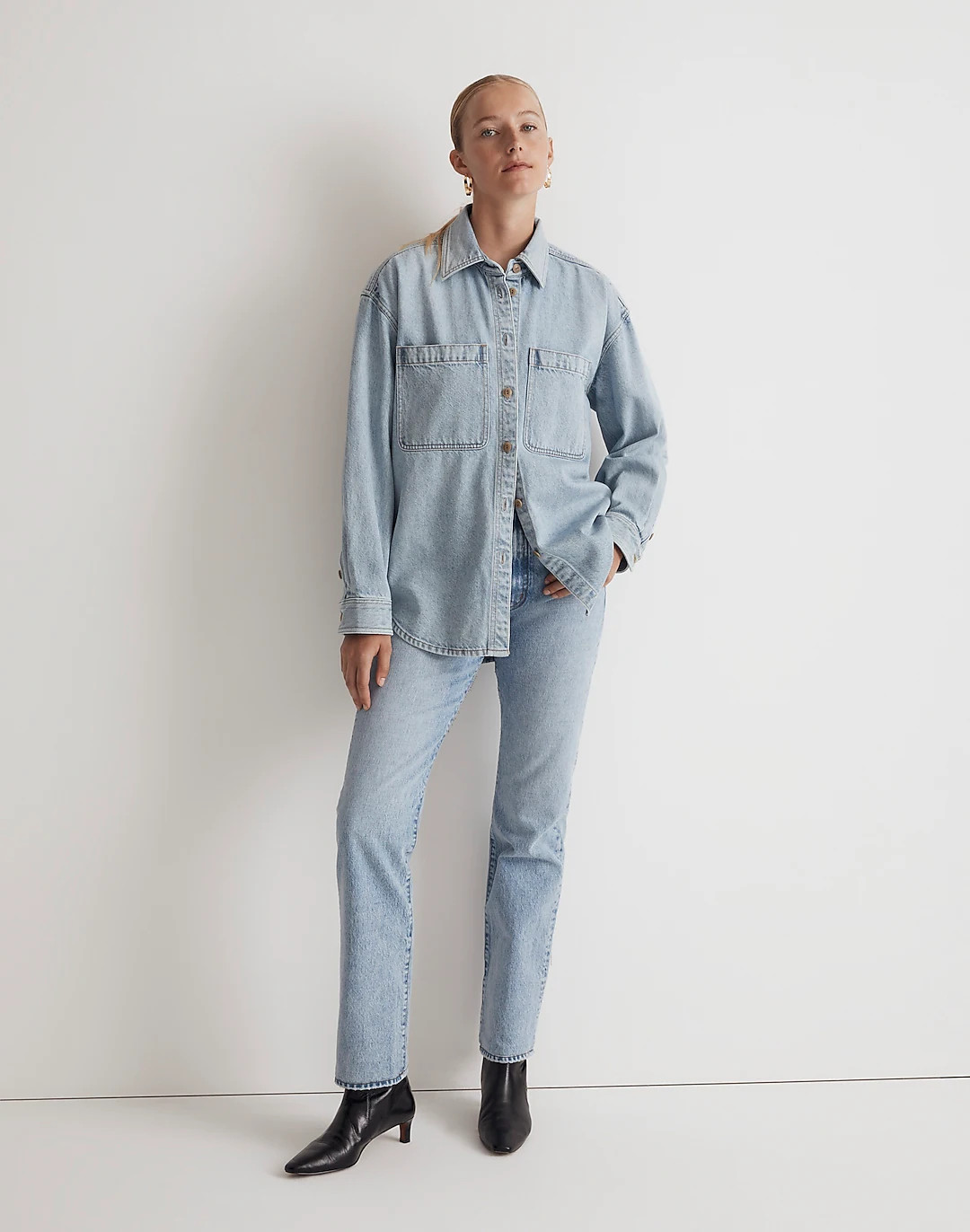 Denim Oversized Button-Up Shirt in Derussey Wash | Madewell