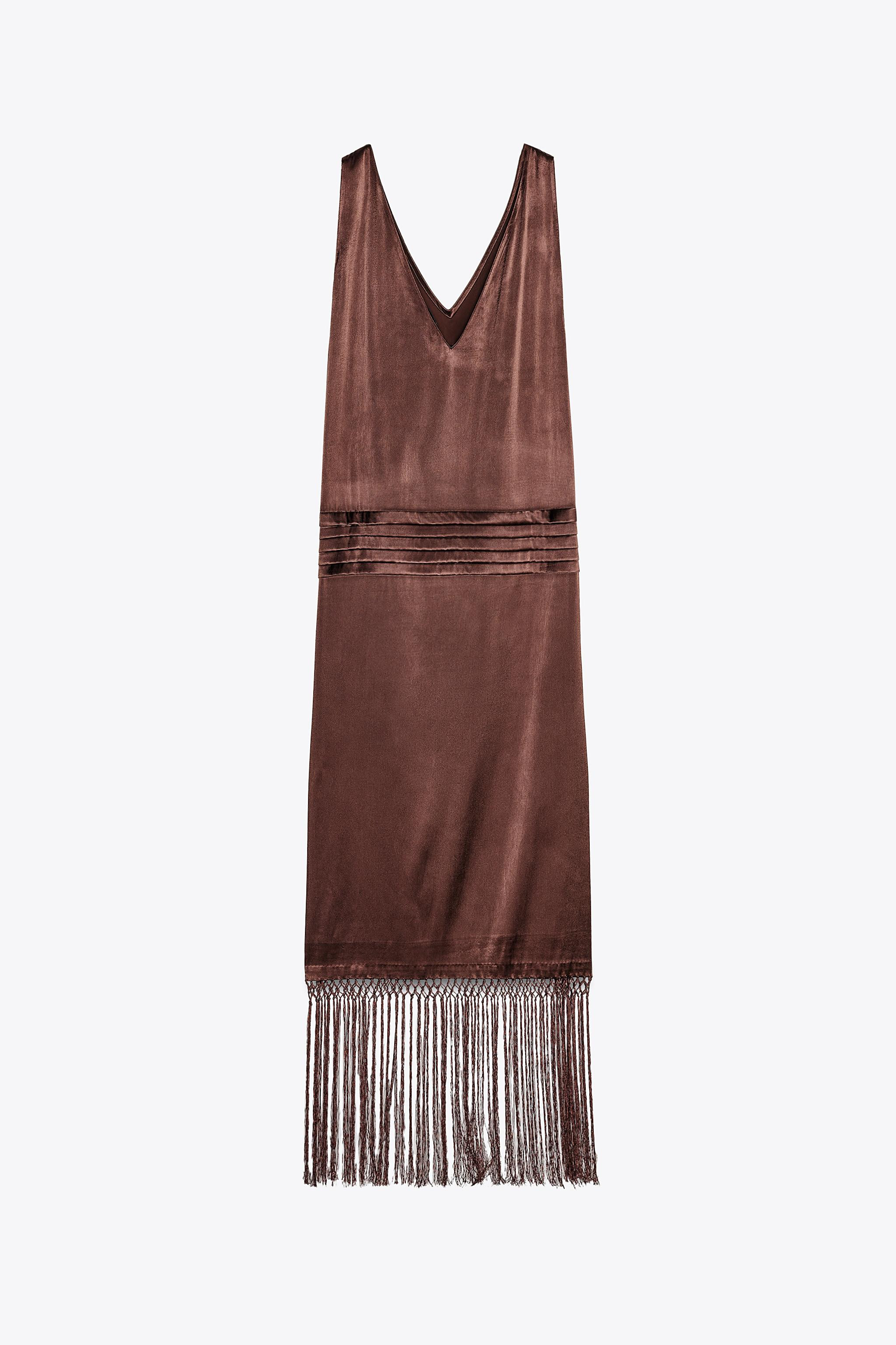 EMBROIDERED FRINGED DRESS ZW COLLECTION | Zara UK