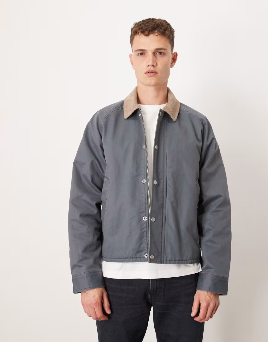 Abercrombie & Fitch lightweight cropped barn jacket in blue-Navy | ASOS (Global)