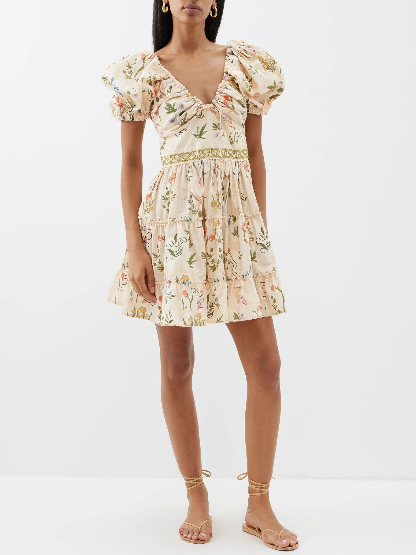 Manzanilla V-neck floral-print cotton-poplin dress | Matches (UK)