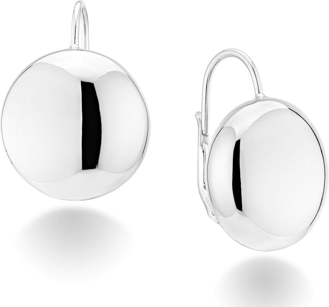 Miabella 925 Sterling Silver Italian High Polished Round Dome Button Bead Ball Statement Leverbac... | Amazon (US)