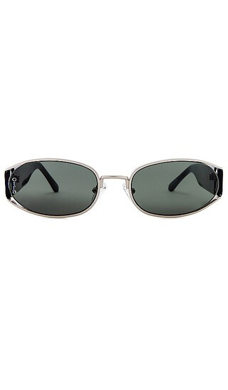 Polly Sunglasses in Silver Black & Green | Revolve Clothing (Global)