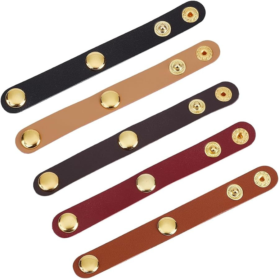 5PCS Dual Genuine Leather Tote Bag Top Handle Keeper with Snap Buttons Non Slip Lock | Amazon (US)