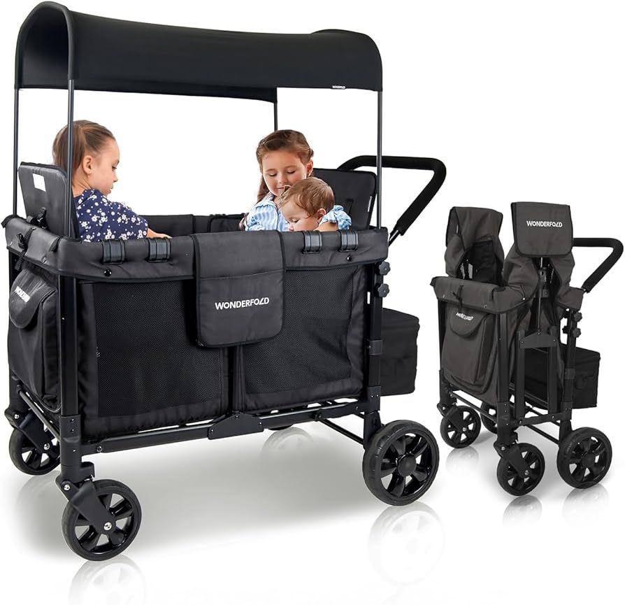 WONDERFOLD W4 Original Quad Stroller Wagon (4 Seater)- Collapsible Wagon Stroller with Seats with... | Amazon (US)