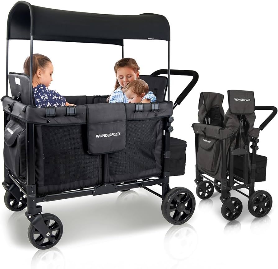 WONDERFOLD W4 Original Quad Stroller Wagon (4 Seater)- Collapsible Wagon Stroller with Seats with... | Amazon (US)