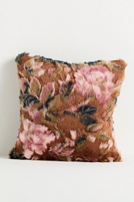 Seren Floral Jacquard Faux Fur Pillow | Anthropologie (US)