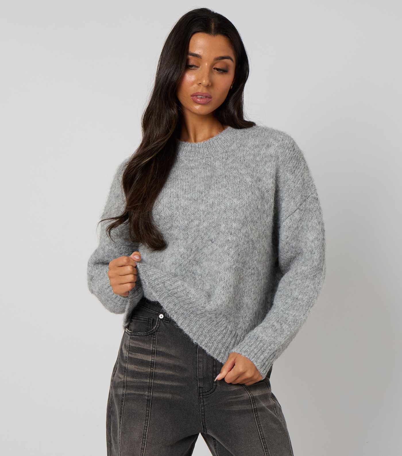 Urban Bliss Light Grey Brushed Knit Relaxed Jumper | New Look | New Look (UK)