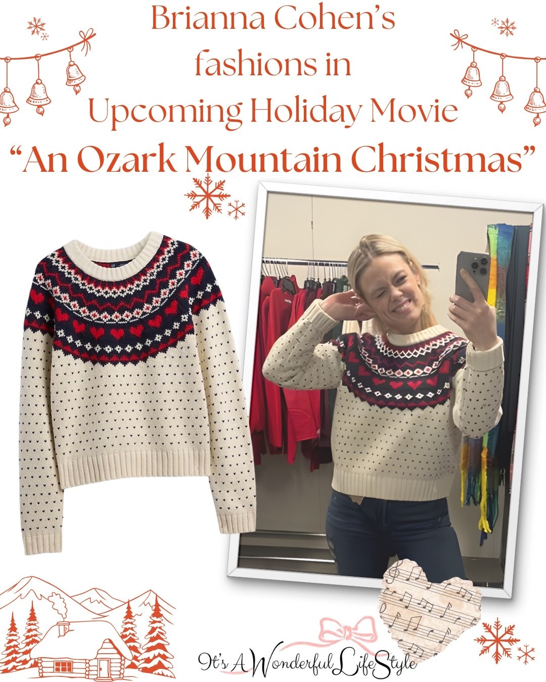 Snowed In? Warm your heart ❤️ and your wardrobe! 

Get Brianna Cohen’s adorable heart Fair Isle sweater from her upcoming holiday movie “An Ozark Mountain Christmas.” How cozy and cute this look is! Perfect for spreading Christmas cheer, sleighing your winter style, and putting a little heart into every holiday moment! 🎄

