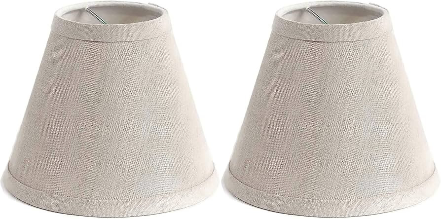 Urbanest Pure Linen Chandelier Lamp Shades, 6-inch, Hardback Clip On, Oatmeal(set of 2) | Amazon (US)