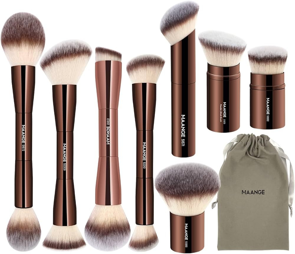 MAANGE 8 Pcs Makeup Brushes with Bag, Double-End Multi-functional Makeup Brushes for Blending Liq... | Amazon (US)