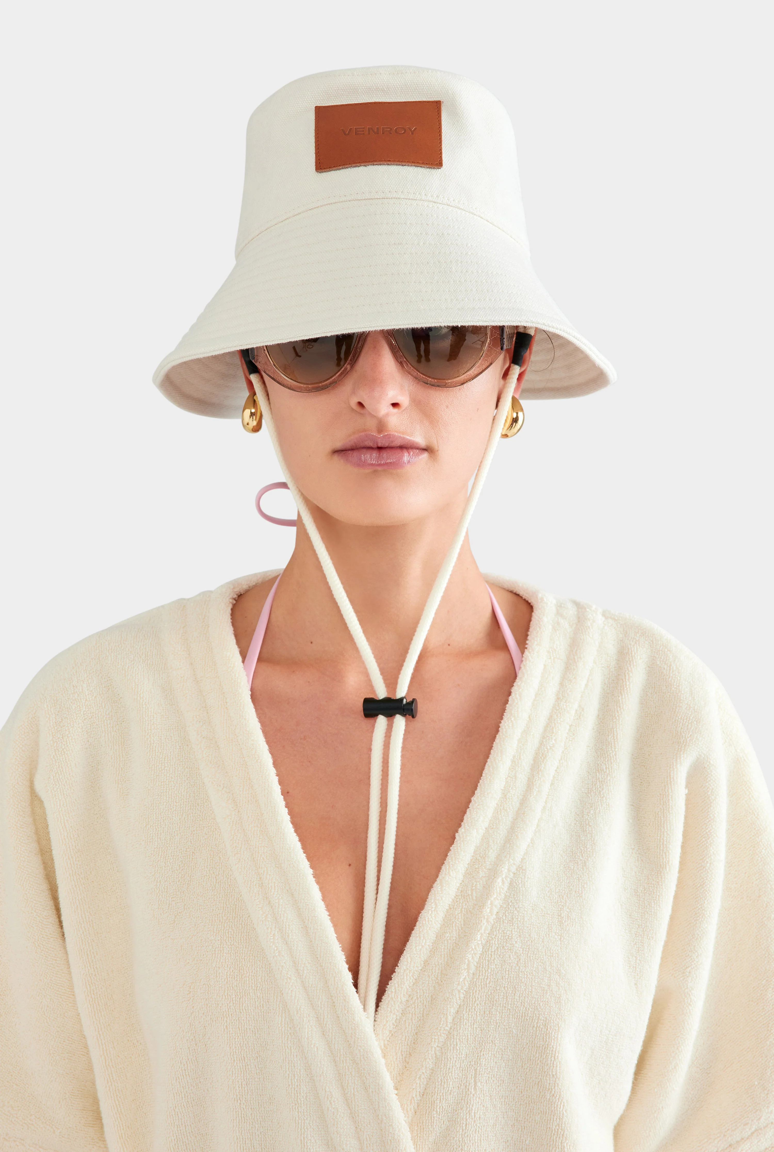 Cotton Canvas Bucket Hat Ecru | Venroy | Venroy AU