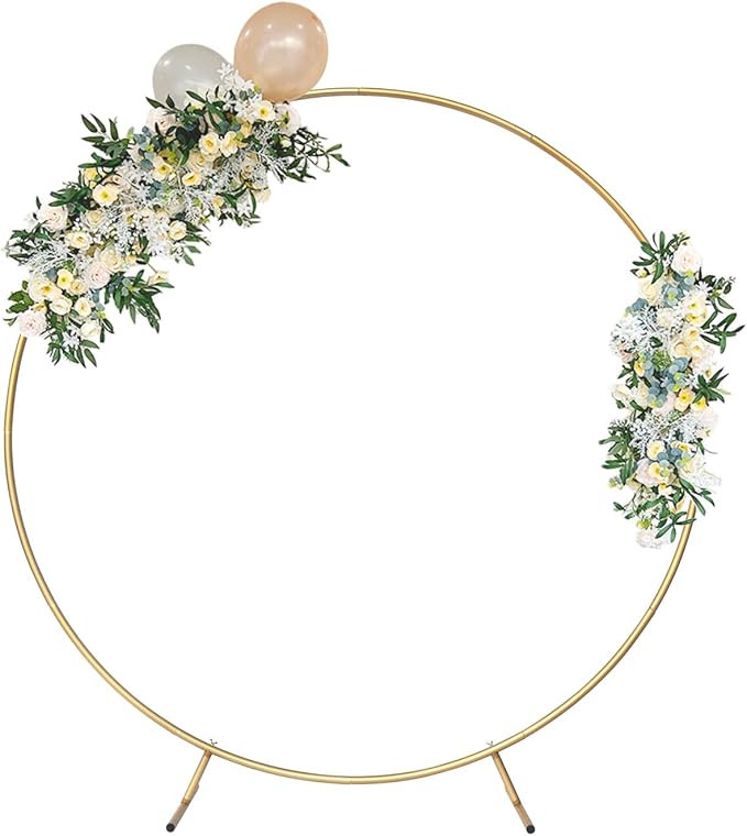Round Golden Metal Balloon Arch Kit (6.7FT), Wedding Circle Backdrop Stand Frame for Birthday Par... | Amazon (US)