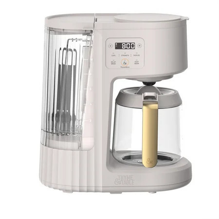 Thyme & Table 12-Cup Programmable Drip Coffee Maker with 60oz Water Reservoir, 4 Brew Modes, and Warming Plate, Sand White | Walmart (US)