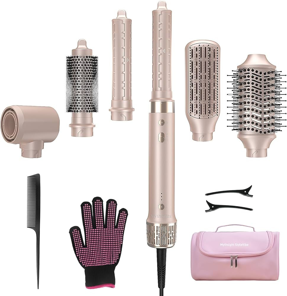 StyleVibe 6-in-1 Air Styler, Hair Dryer & Blow Dryer Brush with Travel Case - Auto Wrap Curls (L/... | Amazon (US)