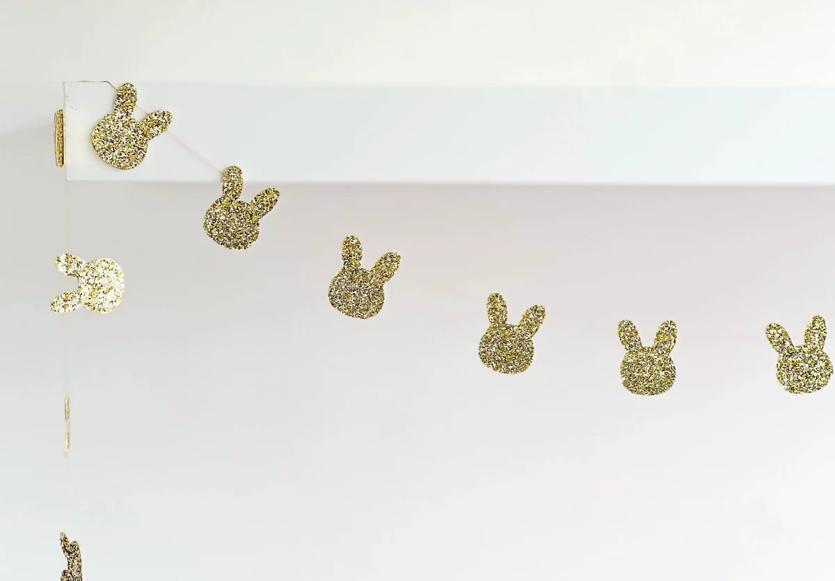 Mini Gold Glitter Bunny Garland | Pearl & Jane