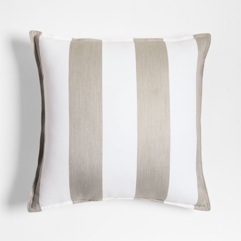 Sunbrella 20"x20" Cabana Flax Taupe Stripe Outdoor Throw Pillow + Reviews | Crate & Barrel | Crate & Barrel