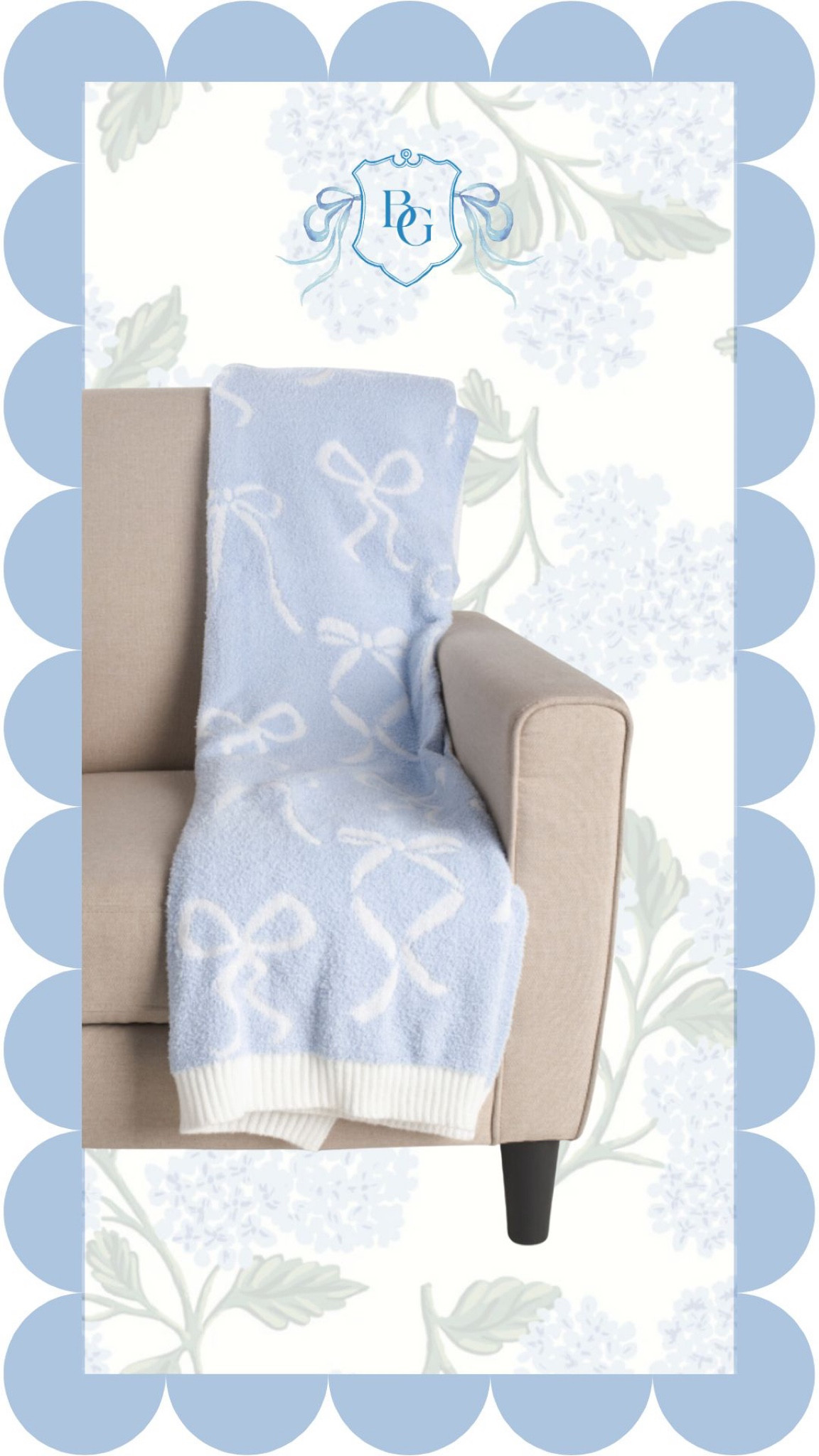 Grand millennial style 
Blue and white throw 
Grand millennial throw 
Bow throw 

#LTKSeasonal #LTKGiftGuide #LTKHome