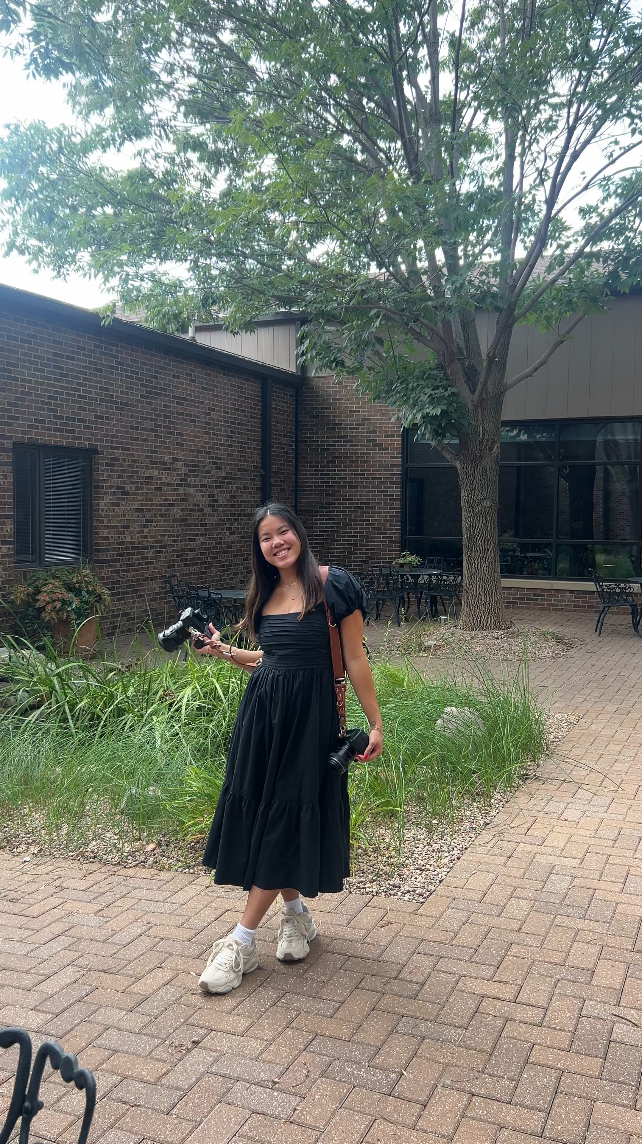 Black midi dress with pockets 