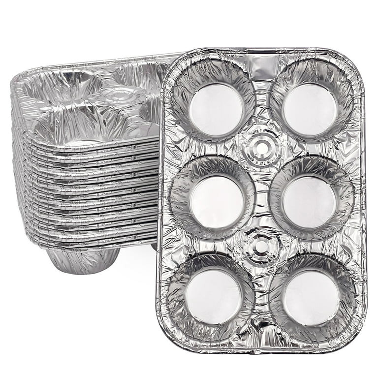 SONGLAM 20-Pack Disposable Foil Muffin Pans - Aluminum 6 Cup Baking Plates - Muffin Tins Cupcakes | Walmart (US)