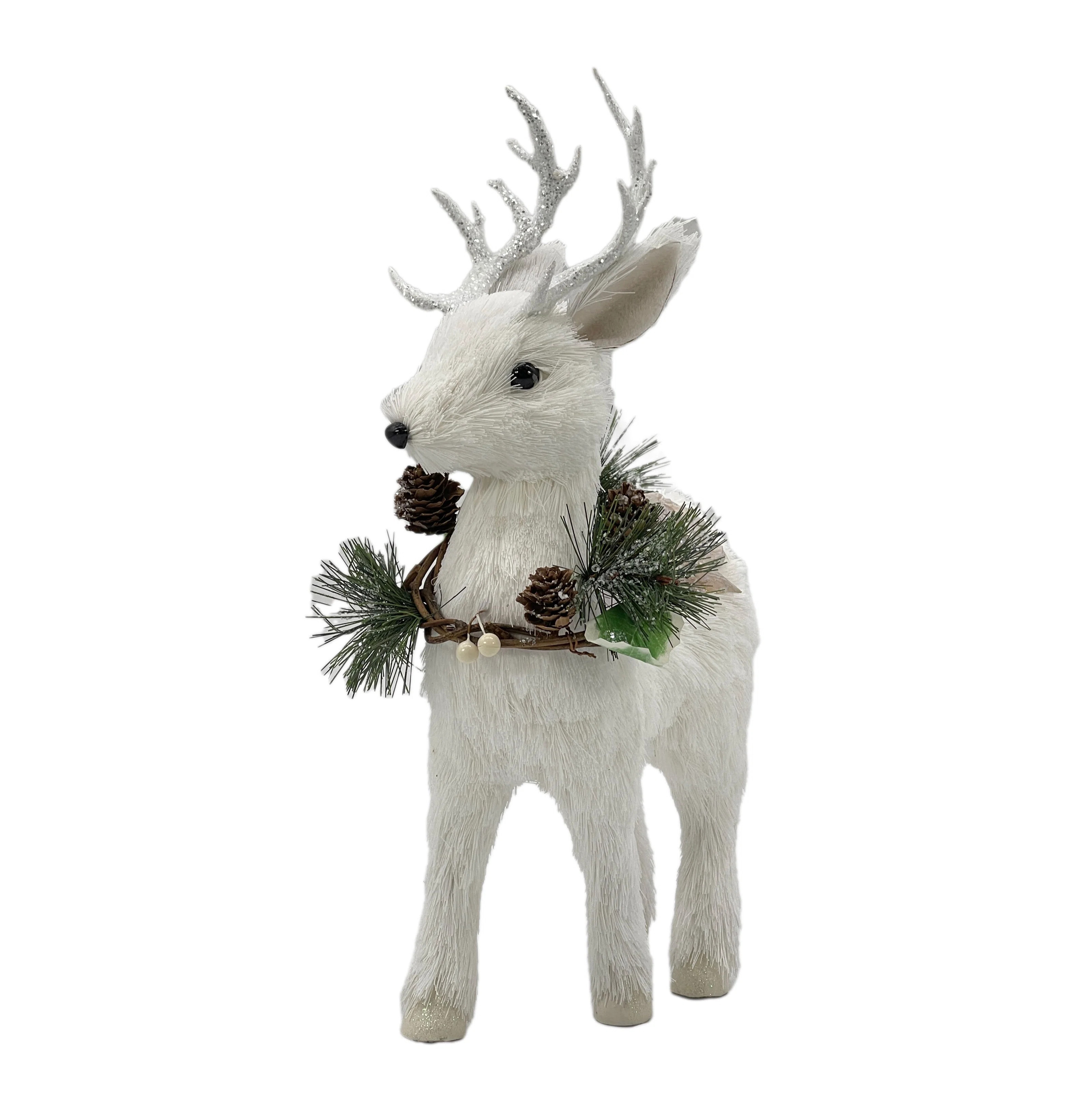 White Christmas Reindeer Decor 14" | Wayfair North America