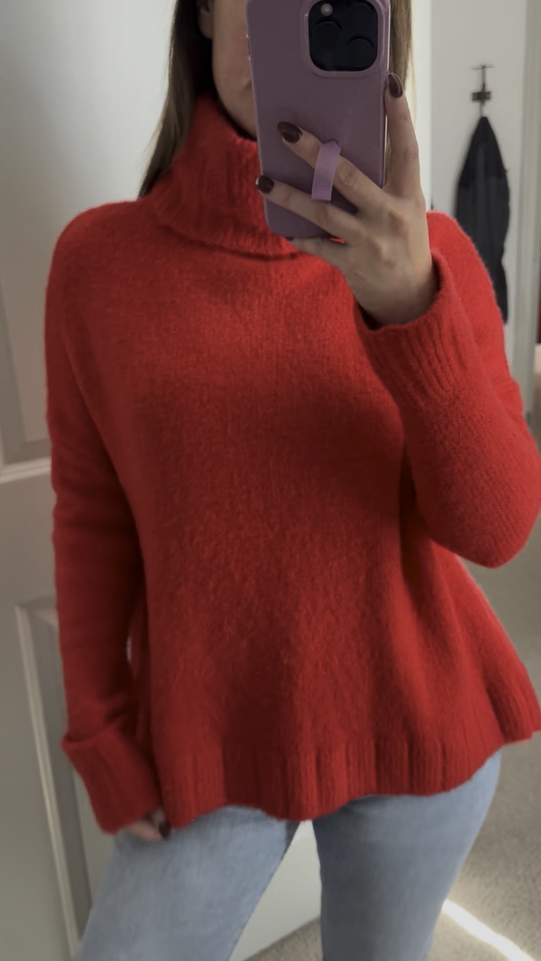 Turtleneck // fall outfit // shop red dress // under $100 // jeans // Abercrombie // cardigan // neutral outfit 