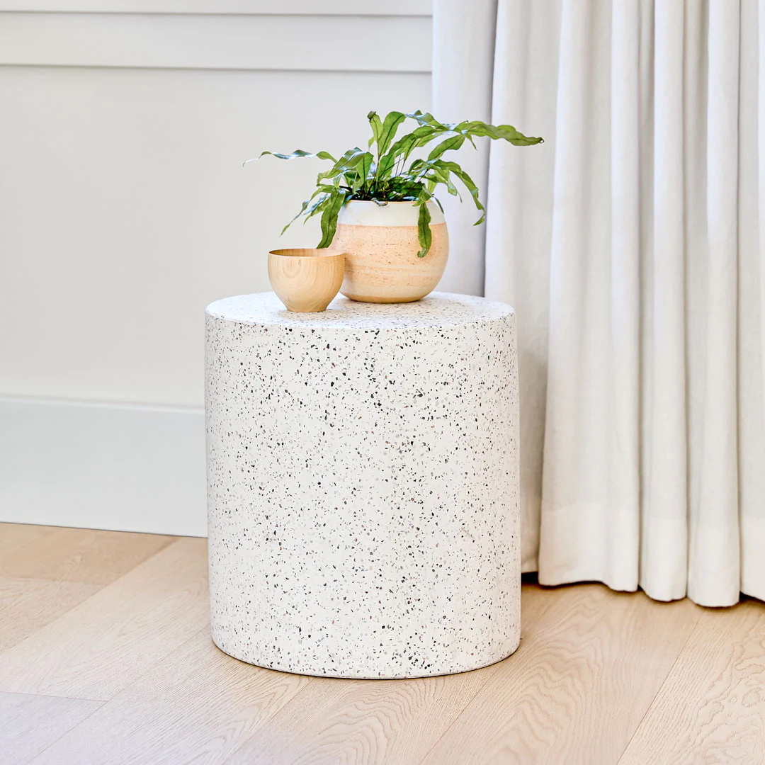 Solina Outdoor Stool - White Terrazzo | Article