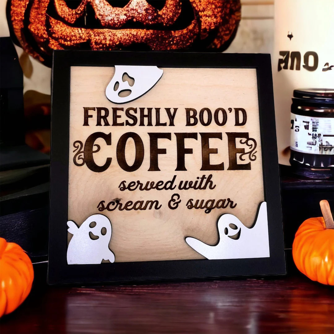 Freshly boo’d coffee sign, funny Halloween sign, coffee sign, Halloween sign, coffee sign, Hall... | Etsy (US)