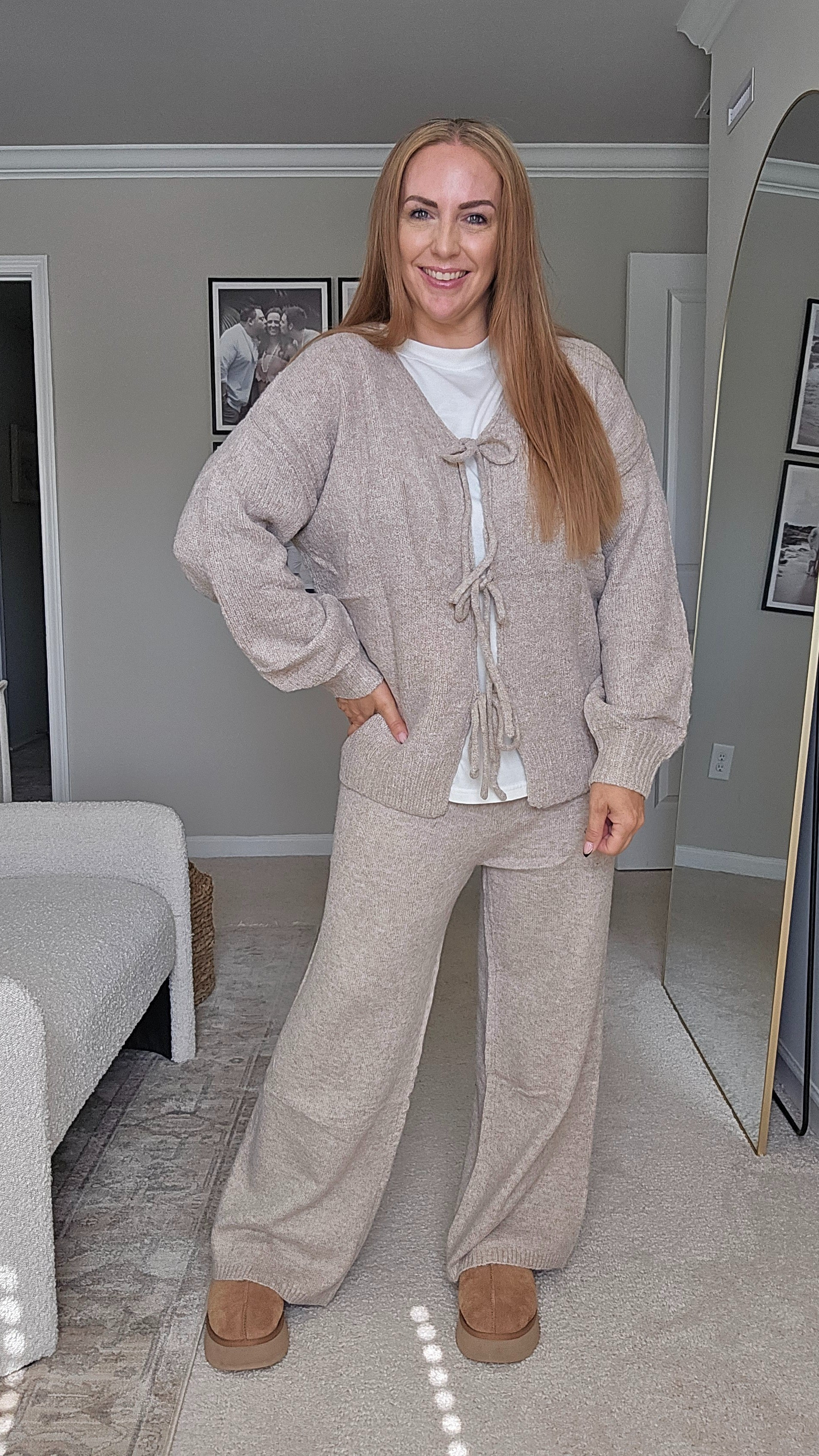 Loving this two-piece cozy knit set with tie front cardigan and stretchy waistband pants. Wearing a large.

#LTKSeasonal #LTKStyleTip #LTKFindsUnder50