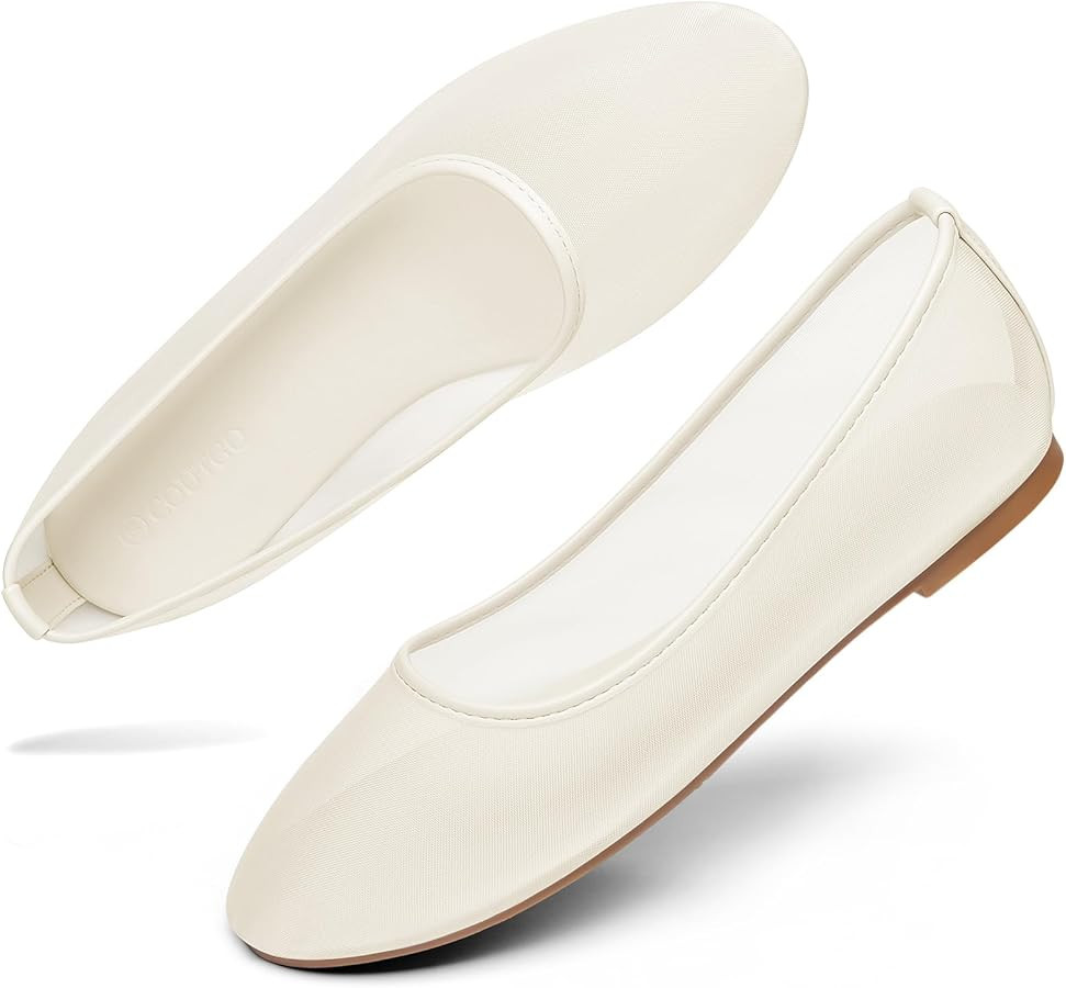 Coutgo Womens Mesh Ballet Flats Slip on Ballerina Flats Comfortable Casual Work Dress Shoes | Amazon (US)