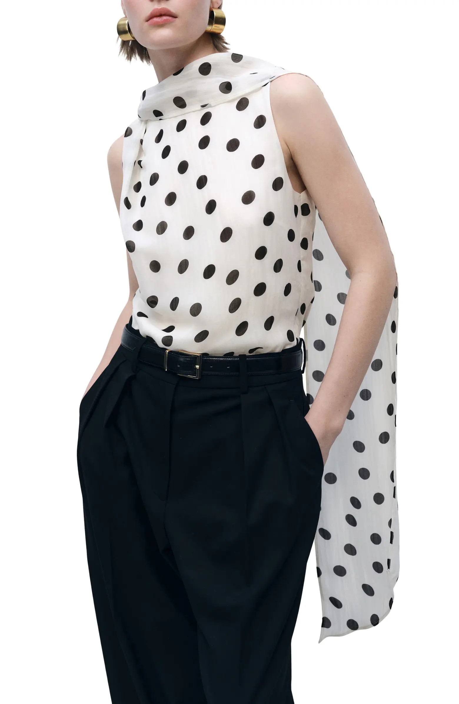 MANGO Adela Sleeveless Top with Attached Scarf | Nordstrom | Nordstrom