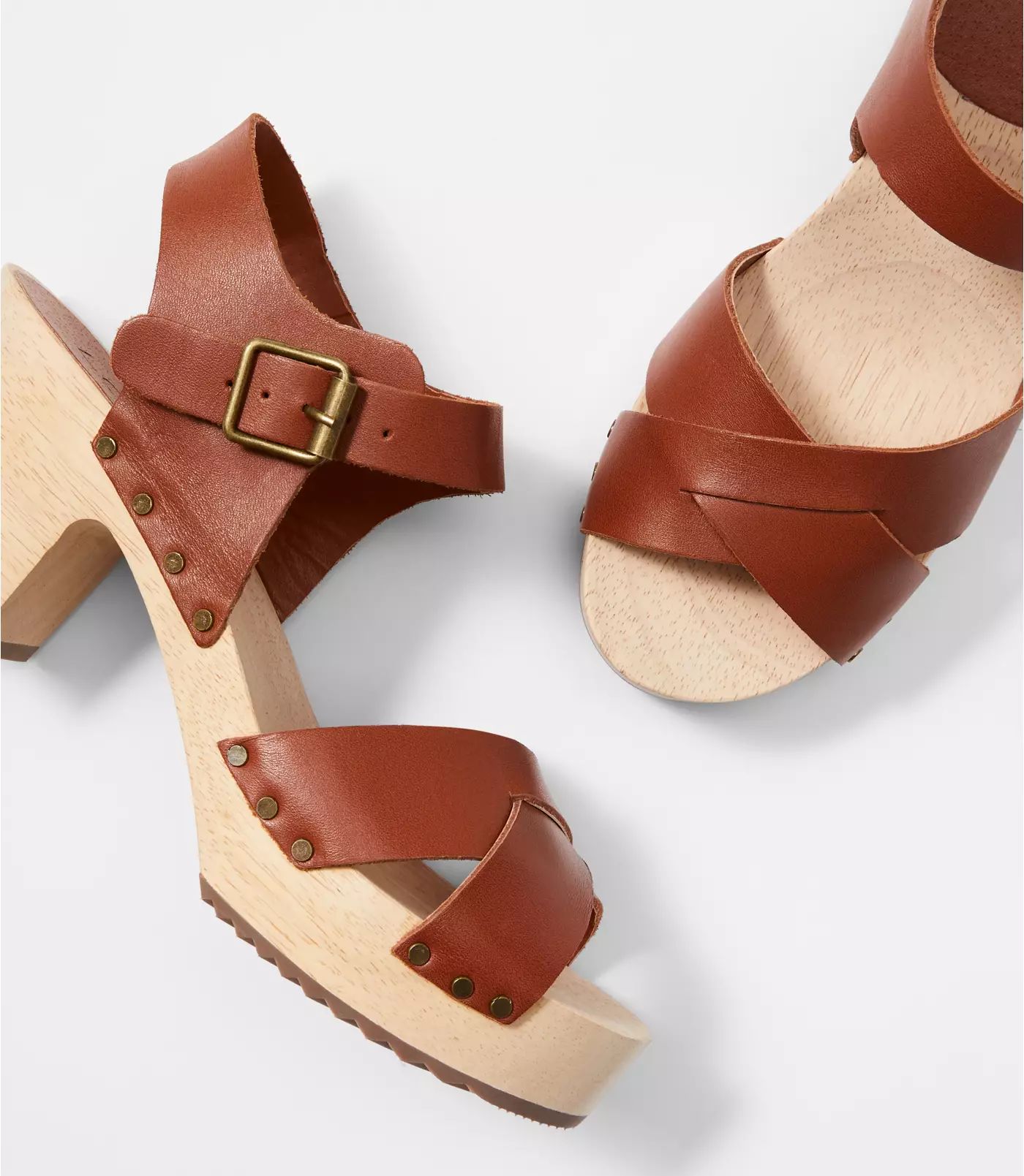 Criss Cross Leather & Suede Clog Sandals | LOFT | LOFT