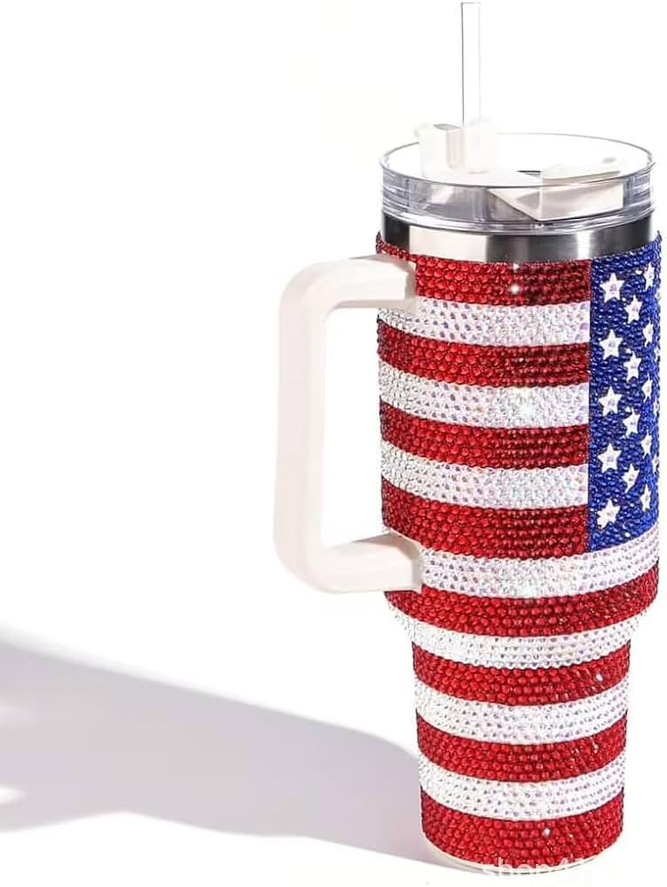 40 Oz Water Bottle for Stainless Steel Tumbler with Handle, Travel Mug - USA Flag Double Insulate... | Amazon (US)