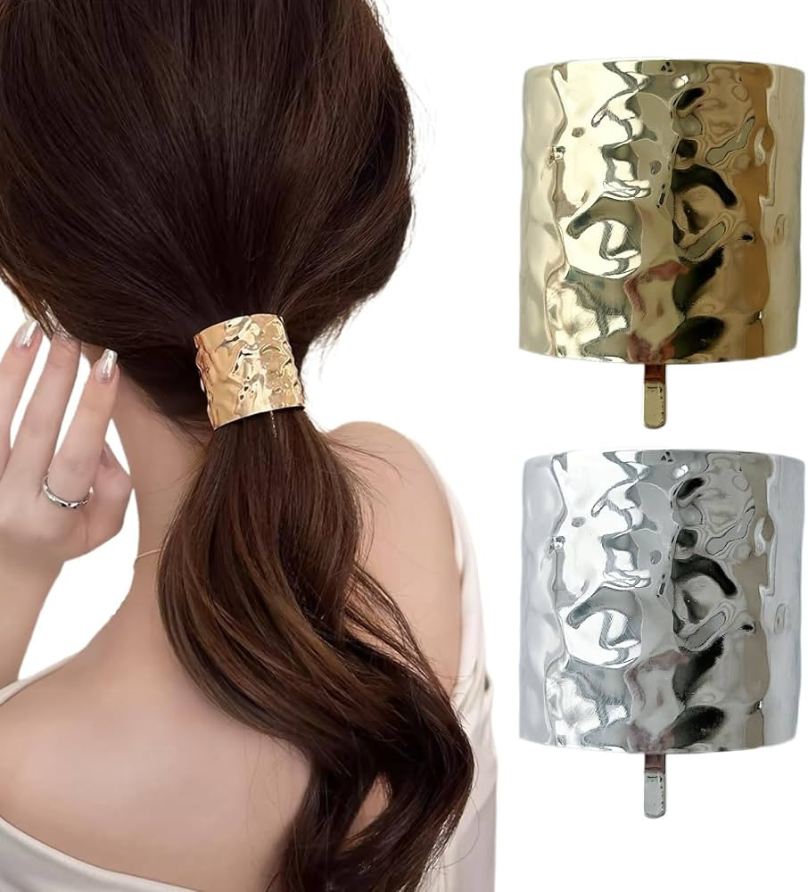 Lot de 2 \u00e9lastiques \u00e0 cheveux avec boucle en m\u00e9tal pour queue de cheval gothique p... | Amazon (FR)