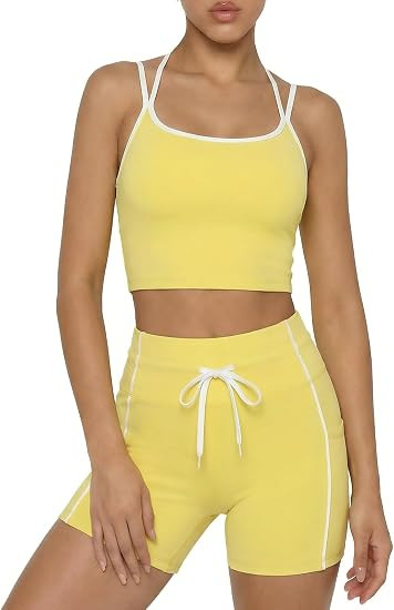YOINS 2 Piece Women's Workout Sets Color Block High Waisted | Butt Lifting with Pockets Yoga Exer... | Amazon (US)