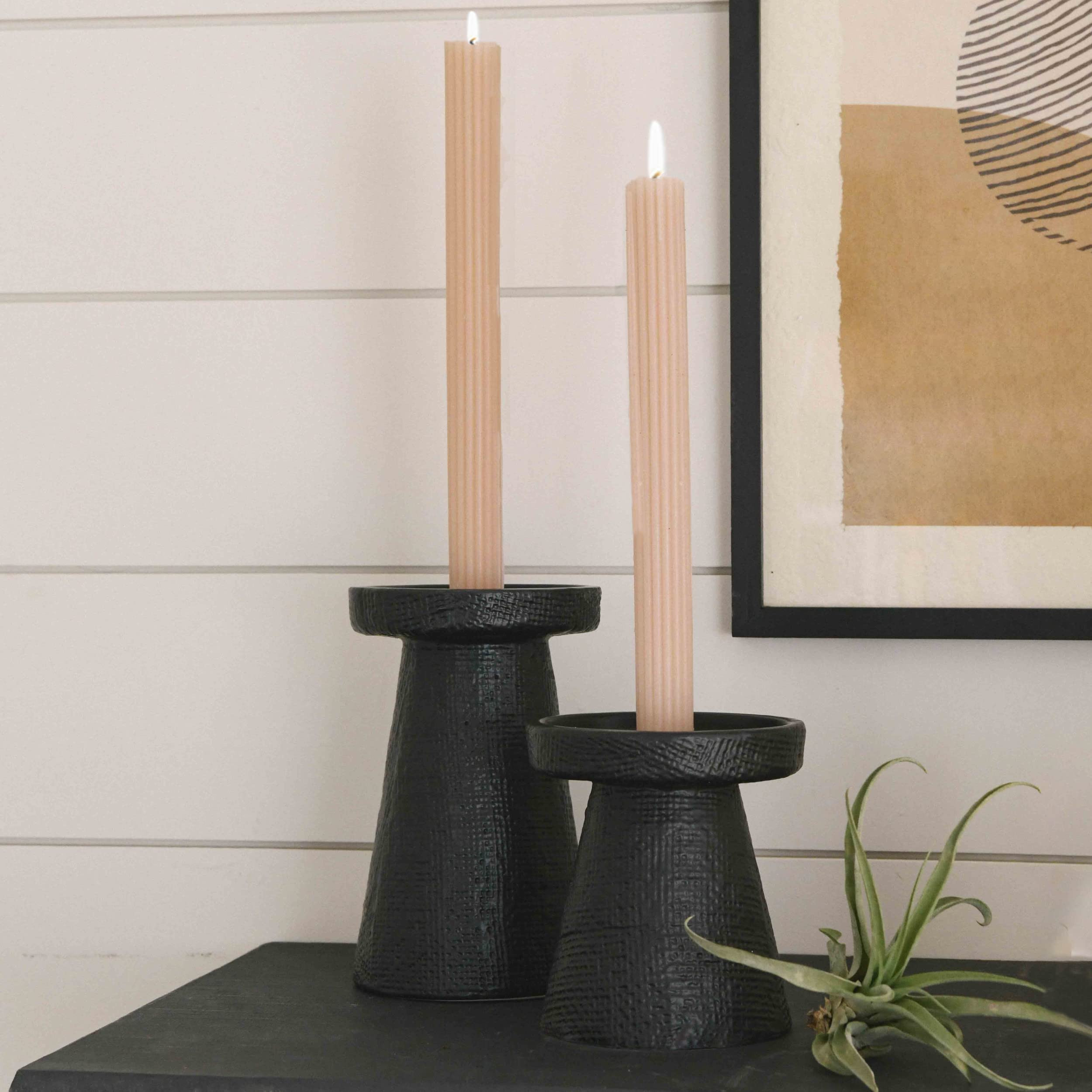 Main + Mesa Stoneware Pillar & Taper Candle Holders, Set of 2 | Amazon (US)
